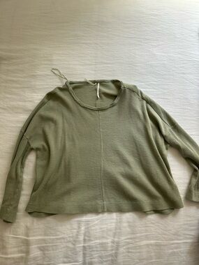 Anthropologie Olive Green Long Sleeve Thermal Top